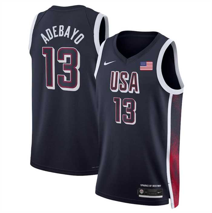 Men's USA Basketball #13 Bam Adebayo Navy 2024 Swingman Stitched Jersey-0